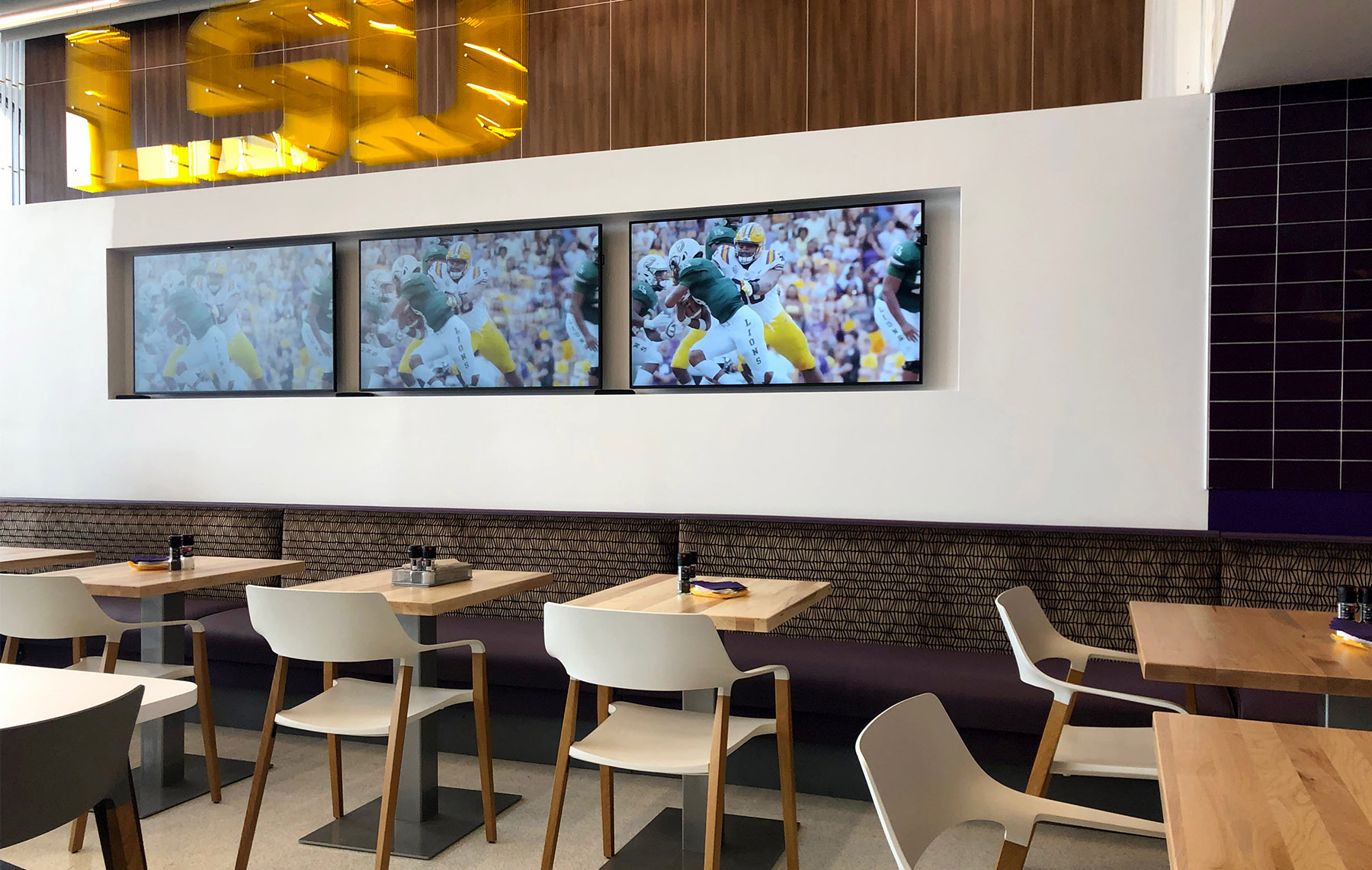 Close up of Davis Reed Chairs in the Nutrition Center at LSU Football Operations Center